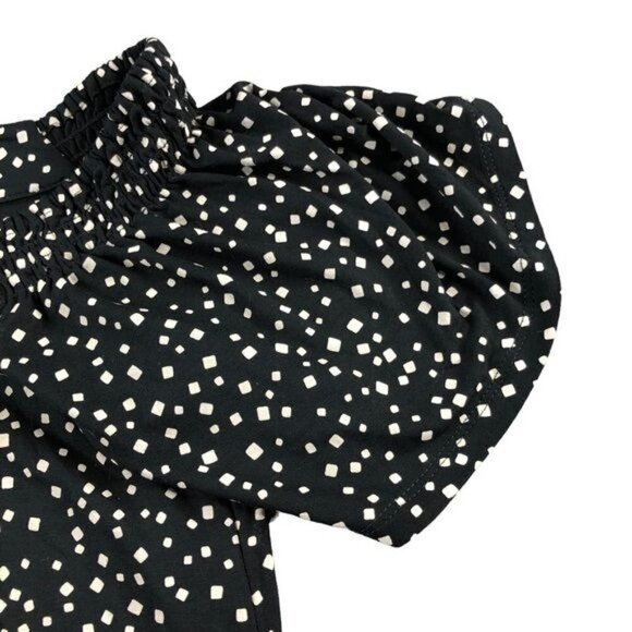 JJill Wearever Collection Small Black Printed Cap Sleeve Square Neck Career Top - Picture 4 of 11